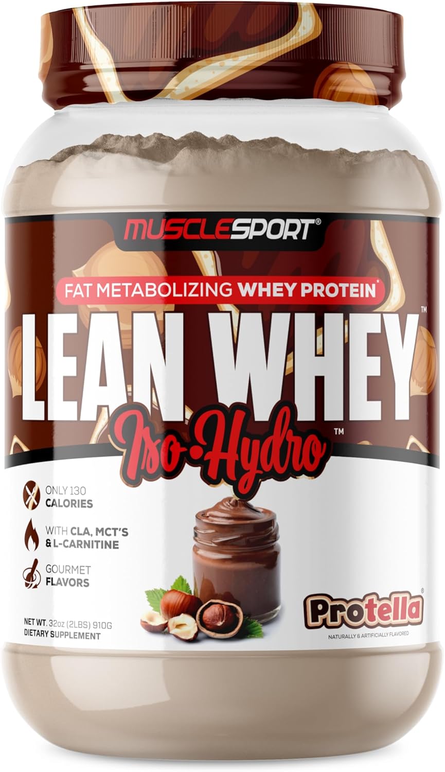 Musclesport Lean Whey Revolution™ Protein Powder - Whey Isolate with 25g Protein - Low Calorie, Low Carb, Low Fat - Delicious Flavors - 2lb Protella