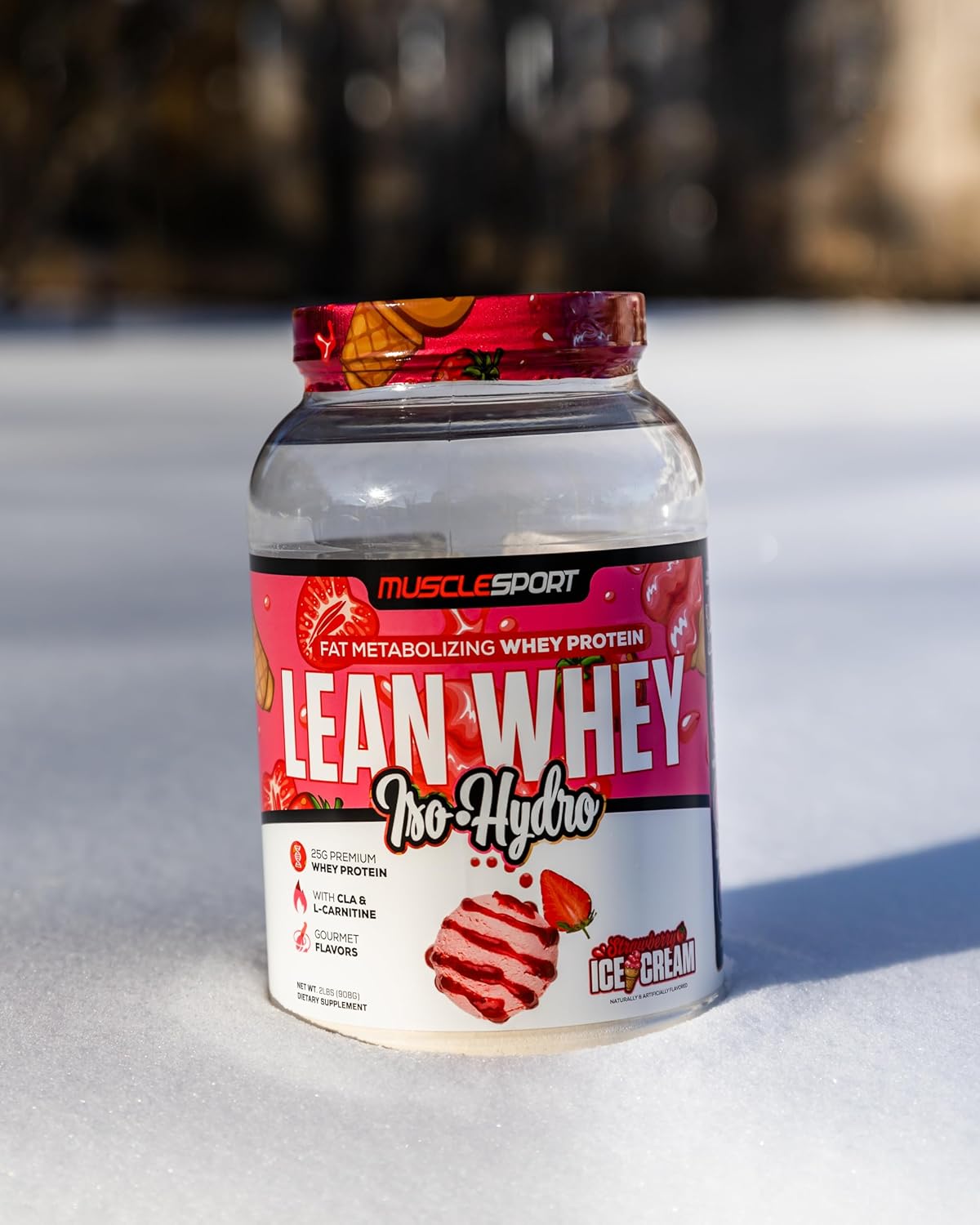 Musclesport Lean Whey Revolution™ Strawberry Creme Protein Powder - High Protein, Low Calorie, Low Carb, Low Fat - 25g Protein per Scoop - 5lb