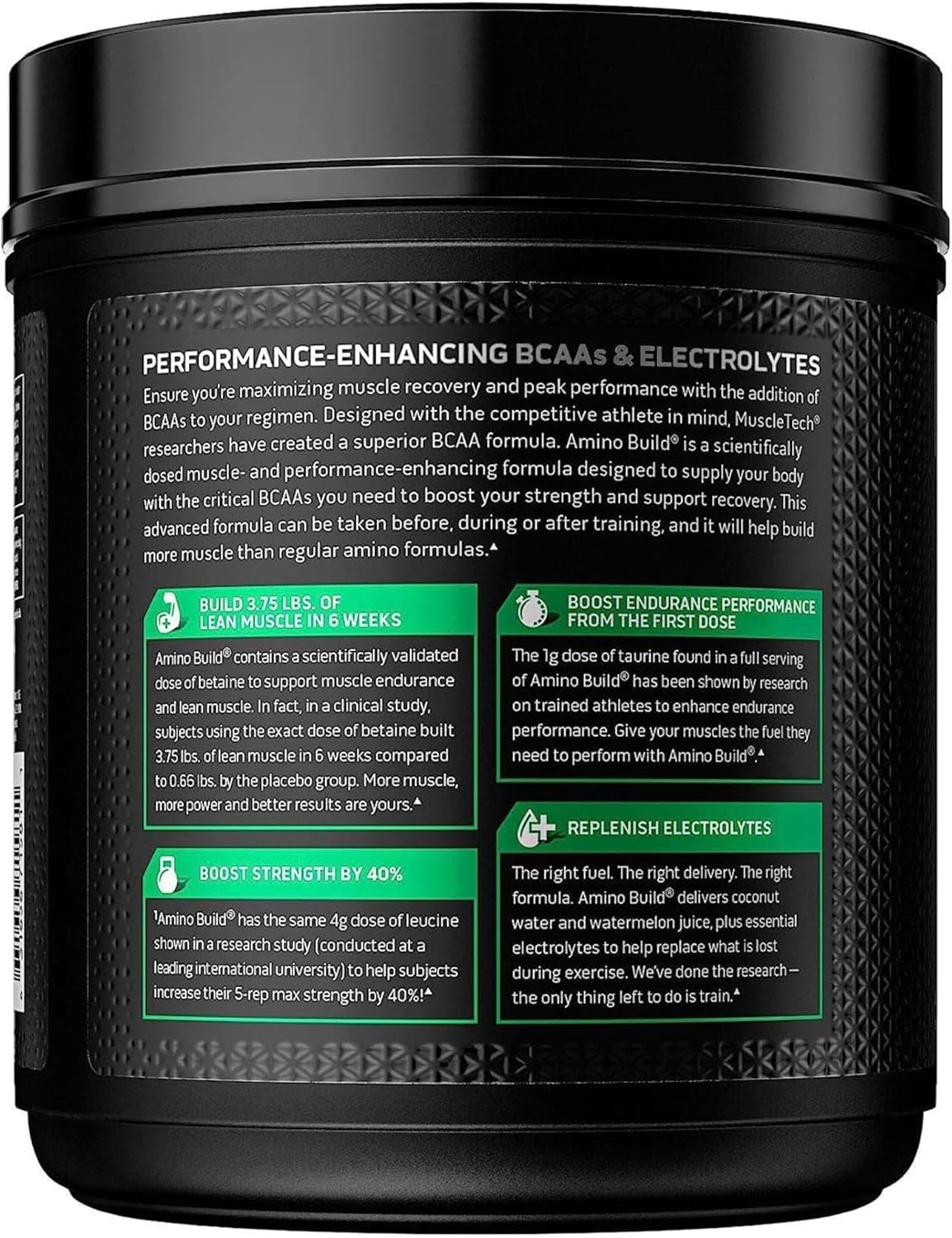 MuscleTech Amino Build BCAA + Electrolyte Powder - Strawberry Watermelon Flavor (40 Servings) - Supports Muscle Recovery, Lean Muscle Growth, and Endurance Boost