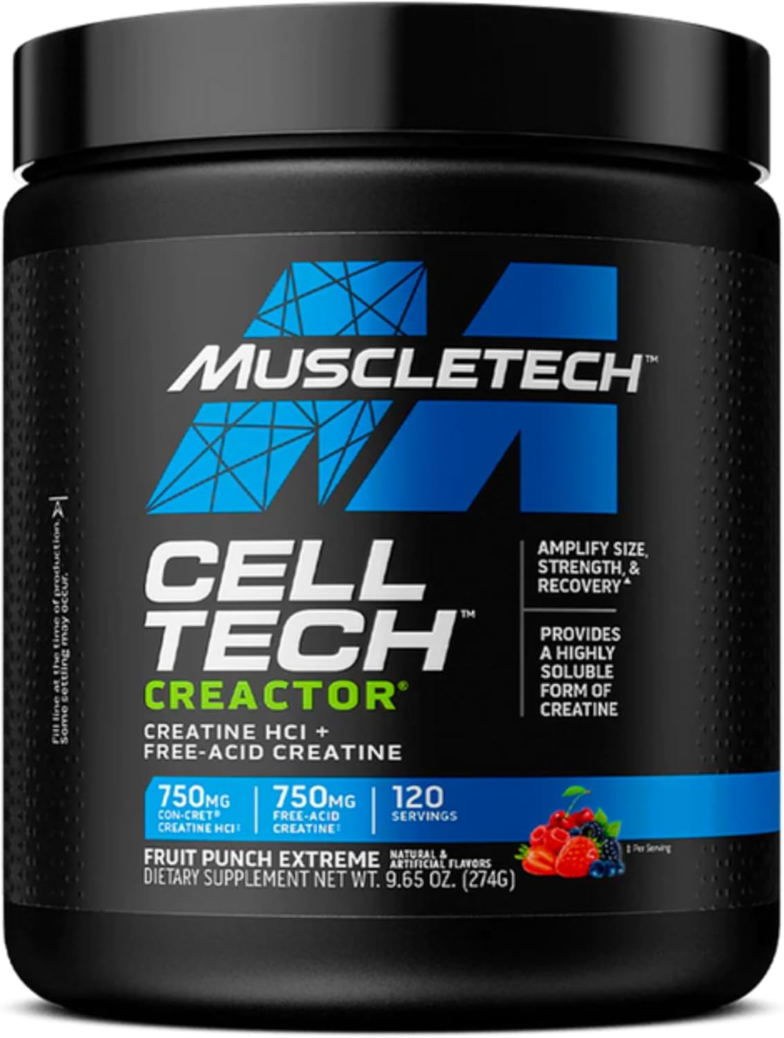 MuscleTech Cell-Tech Creactor: Fruit Punch Extreme Creatine HCl Formula for Men & Women, 120 Servings