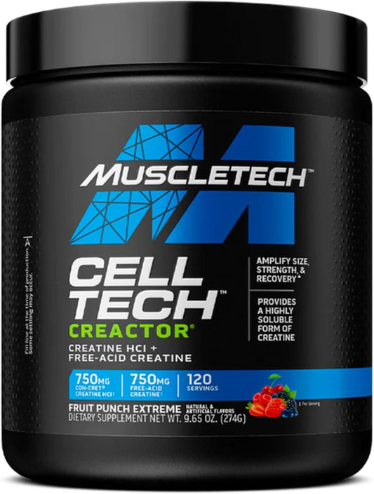 MuscleTech Cell-Tech Creactor: Fruit Punch Extreme Creatine HCl Formula for Men & Women, 120 Servings