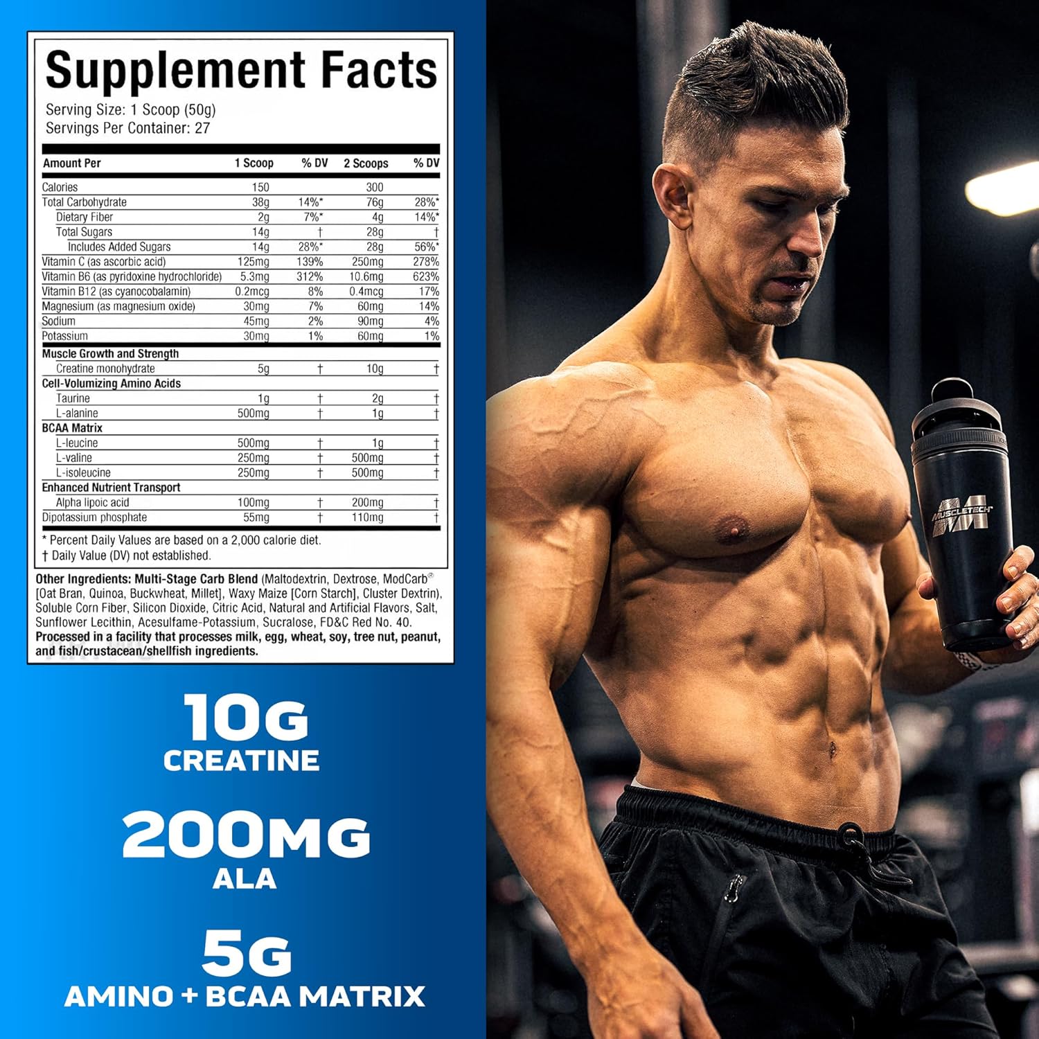MuscleTech Cell-Tech Creatine Powder for Post-Workout Recovery - Fruit Punch, 3 lbs (27 Servings)