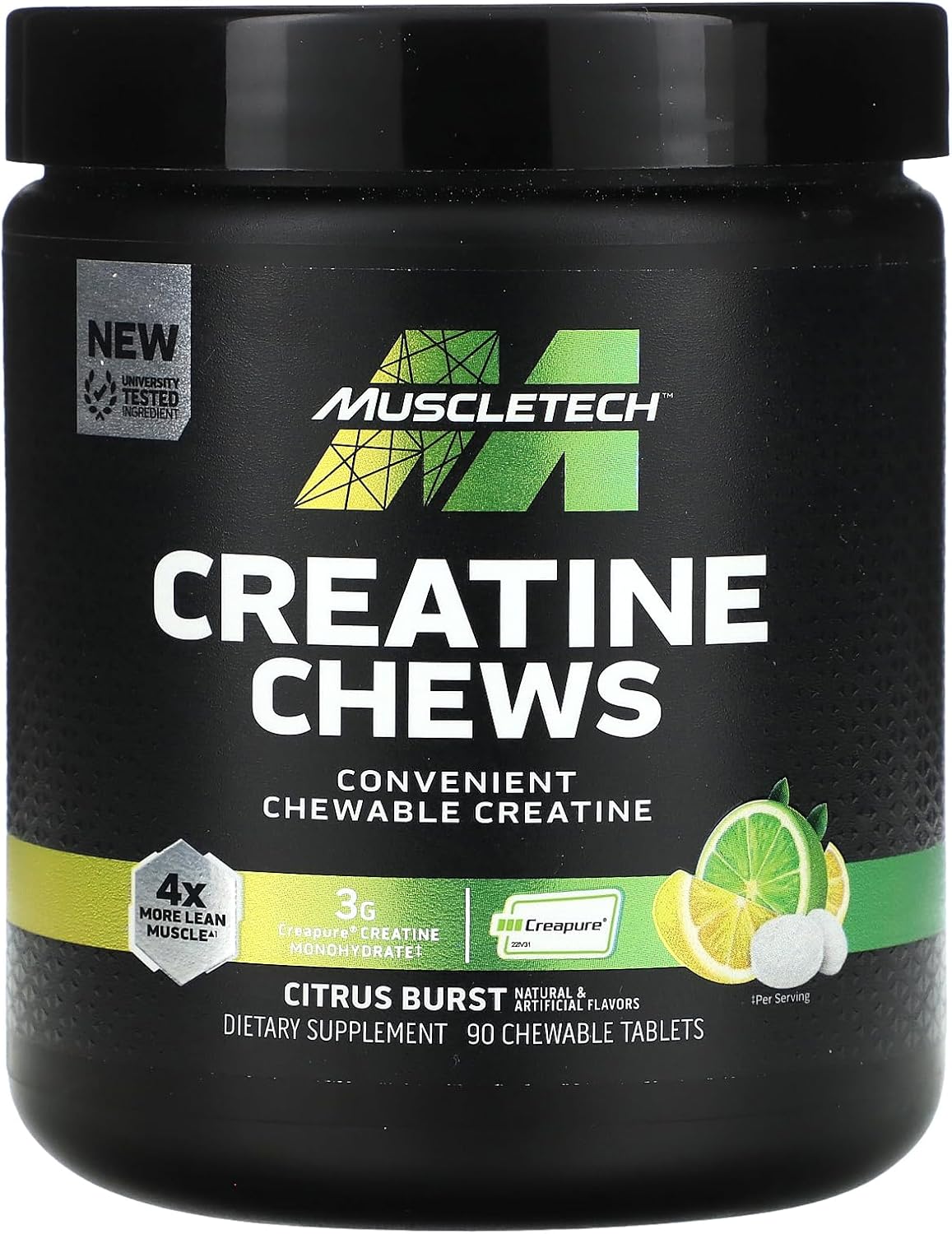 MuscleTech Creatine Chews: Creapure Monohydrate for Muscle Recovery & Energy Boost - Pre Workout Supplement - 90 Chewable Candies