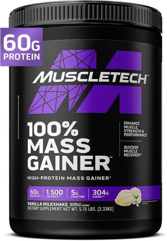 MuscleTech Mass Gainer Protein Powder with Whey Protein, Creatine, and Vanilla Flavor - 5.15 Pound Pack for Muscle Gain