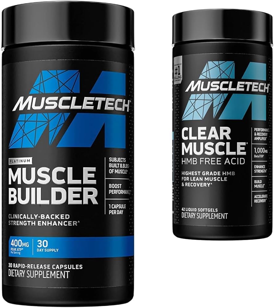 MuscleTech Muscle Builder Bundle: Peak ATP & Clear Muscle HMB, 30 + 42 Count, Ideal for Men & Women for Muscle Building