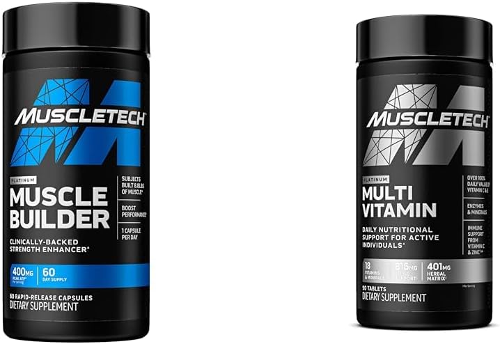 MuscleTech Muscle Builder & Platinum Multivitamin Bundle - Immune Support & Muscle Building Supplement for Men and Women