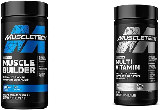 MuscleTech Muscle Builder & Platinum Multivitamin Bundle - Immune Support & Muscle Building Supplement for Men and Women