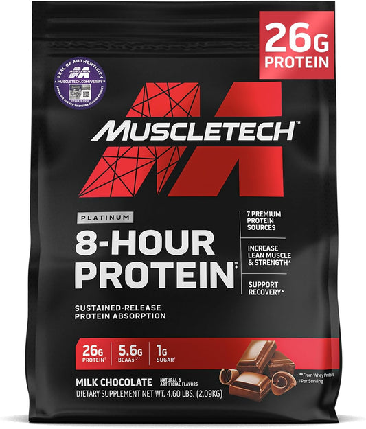 MuscleTech Phase8 Whey & Casein Protein Powder Blend, Chocolate Flavor, 4.6 lbs - 50 Servings, Slow-Release 8-Hour Muscle Builder for Men & Women