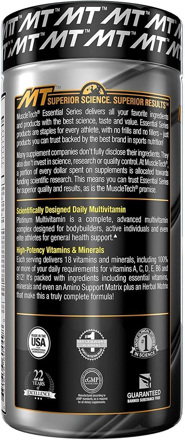 MuscleTech Platinum Bundle: Creatine Monohydrate Powder for Muscle Recovery + Builder with Platinum Multivitamin for Immune Support