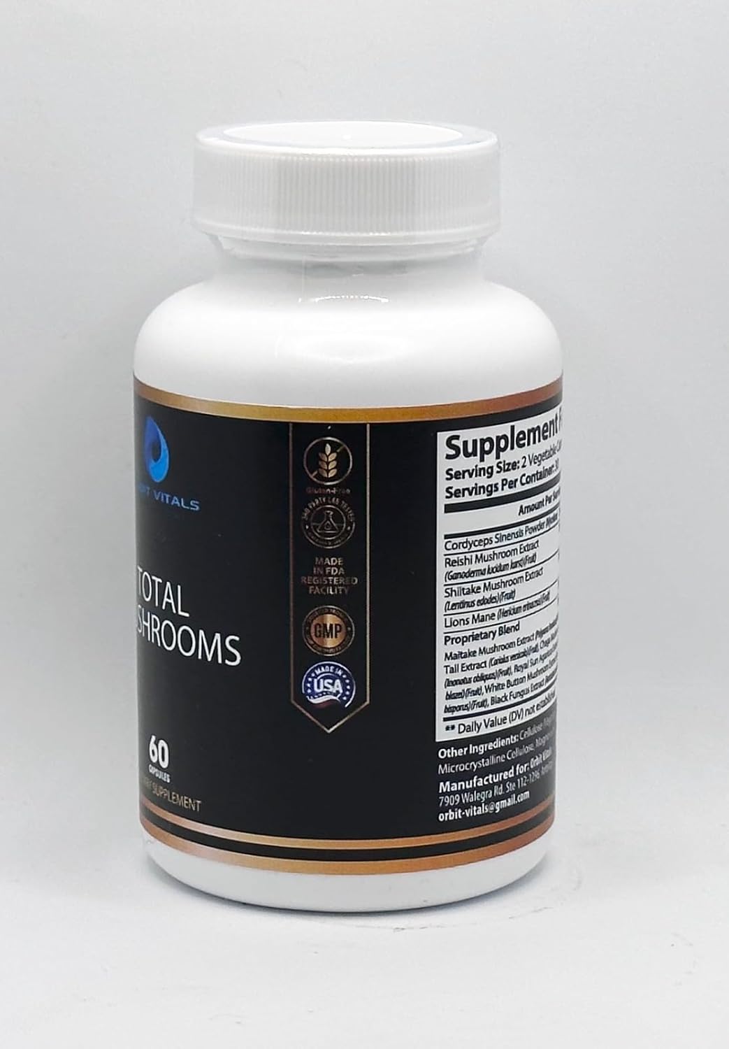 Mushroom Brain Supplement with Cordyceps, Reishi, Shiitake, Lions Mane - 1330mg Capsules for Focus, Digestion, Mental Clarity, Immunity - 60 Count