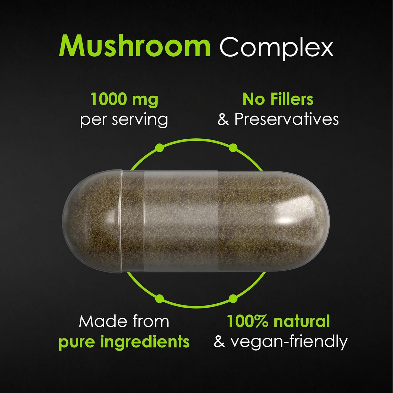 Mushroom Complex Supplement Capsules for Cognitive Improvement, Immune Support, and Energy Boost - 90 Capsules - FitoHerbs Blend of Shiitake, Lions Mane, Cordyceps, Turkey Tail, Maitake, Reishi, and Agaricus Mushrooms