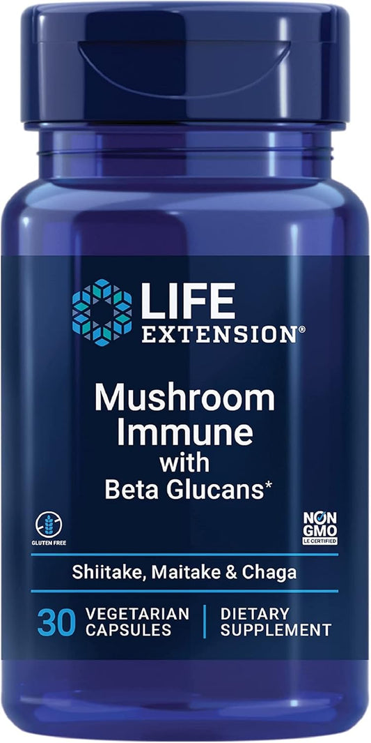 Mushroom Immune Supplement with Beta Glucans for Enhanced Health and Longevity