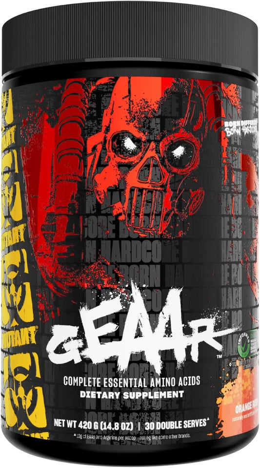 Mutant GEAAR EAA Powder Supplement with BCAAs, Leucine, Electrolytes, Coconut Water - Orange Rush Flavor, 30 Servings