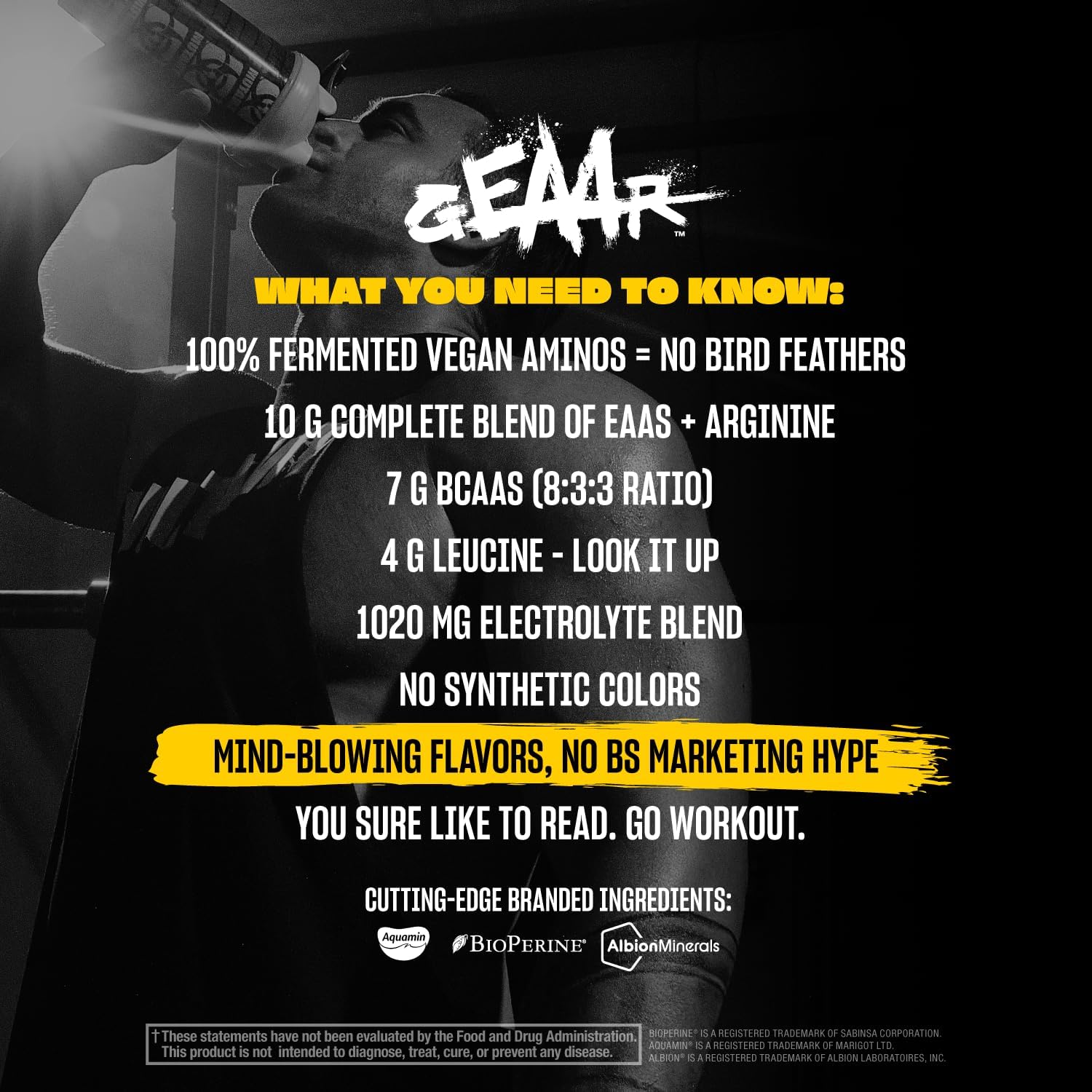 Mutant GEAAR EAA Powder Supplement with BCAAs, Leucine, Electrolytes, Coconut Water - Orange Rush Flavor, 30 Servings