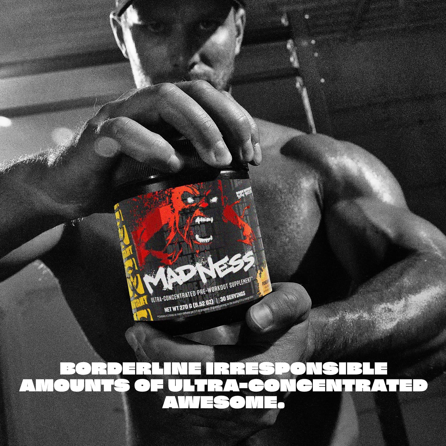 Mutant Madness Pre Workout Powder Supplement with L-Citrulline, Beta-Alanine, Taurine, L-Tyrosine for Performance and Pump - Peach Mango Flavor - 30 Servings