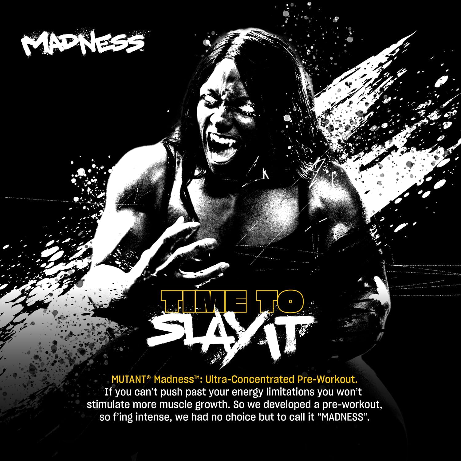 Mutant Madness Pre Workout Powder Supplement with L-Citrulline, Beta-Alanine, Taurine, L-Tyrosine for Performance and Pump - Peach Mango Flavor - 30 Servings