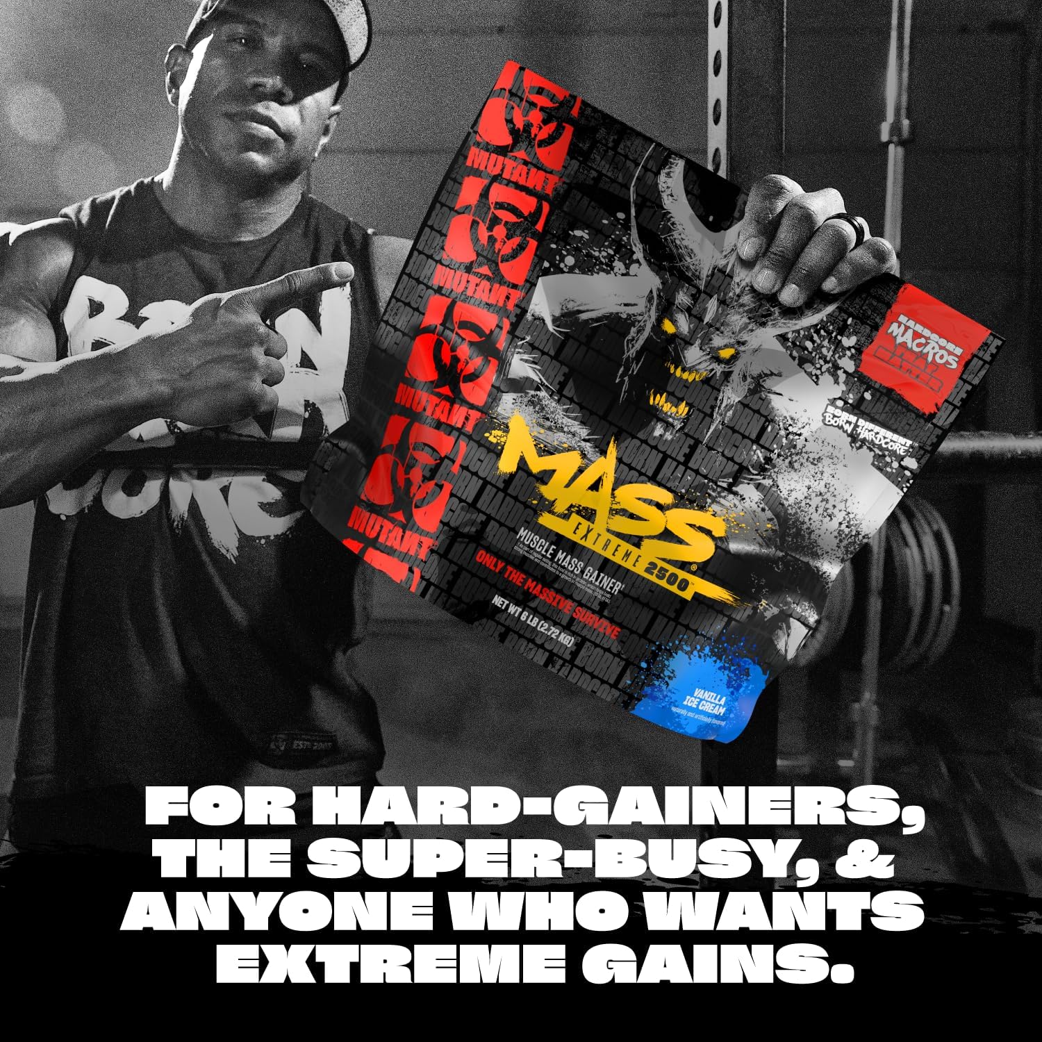 Mutant Mass Extreme Gainer Whey Protein Powder for Muscle Size and Strength - Cookies and Cream Flavor - 12 lbs