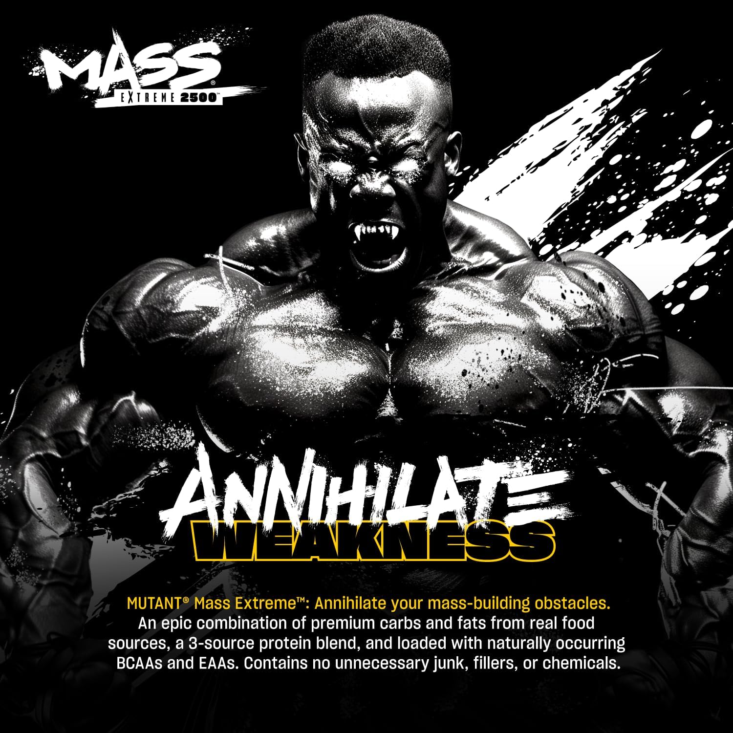 Mutant Mass Extreme Gainer Whey Protein Powder for Muscle Size and Strength - Cookies and Cream Flavor - 12 lbs