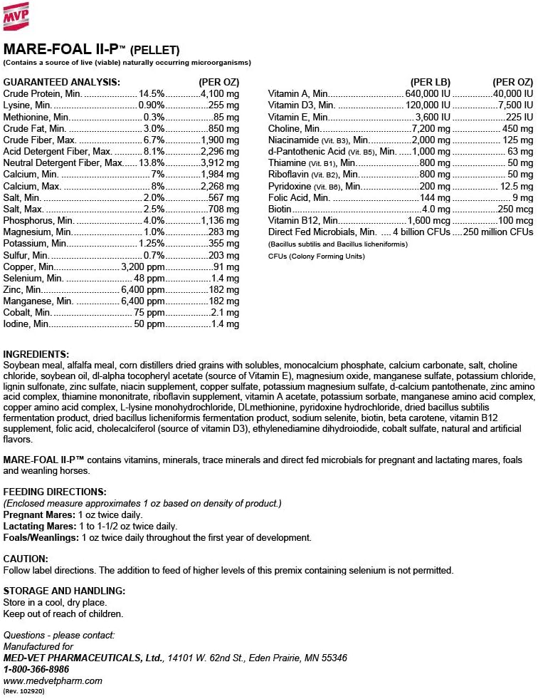 MVP Mare Foal II-P (50 lb) Balanced Multi Vitamin/Mineral Supplement for Mares, Foals, and Yearlings - Essential Equine Nutrition