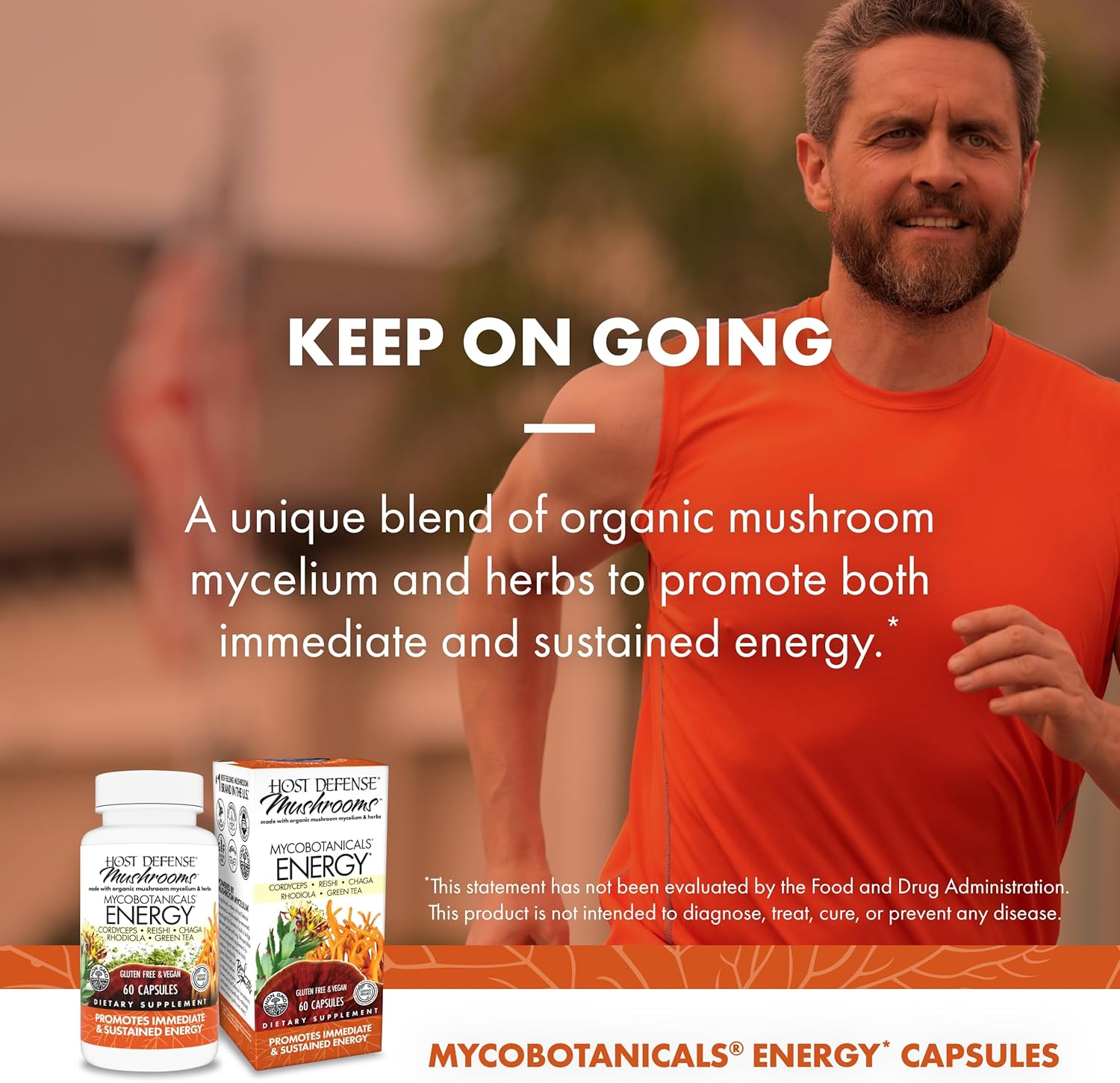 MycoBotanicals Energy Capsules - Herbal Supplement for Energy & Respiratory Support - Green Tea Capsules with Cordyceps, Reishi & Chaga - 60 Capsules