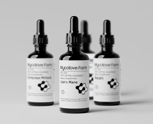 Mycolove Farm MycoSymbiotic Mushroom & Herb Tincture Set for Mind and Body Support - 4 Pack, 1oz each
