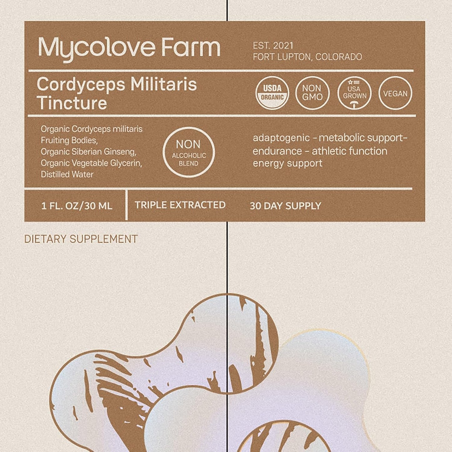 Mycolove Farm MycoSymbiotic Mushroom & Herb Tincture Set for Mind and Body Support - 4 Pack, 1oz each