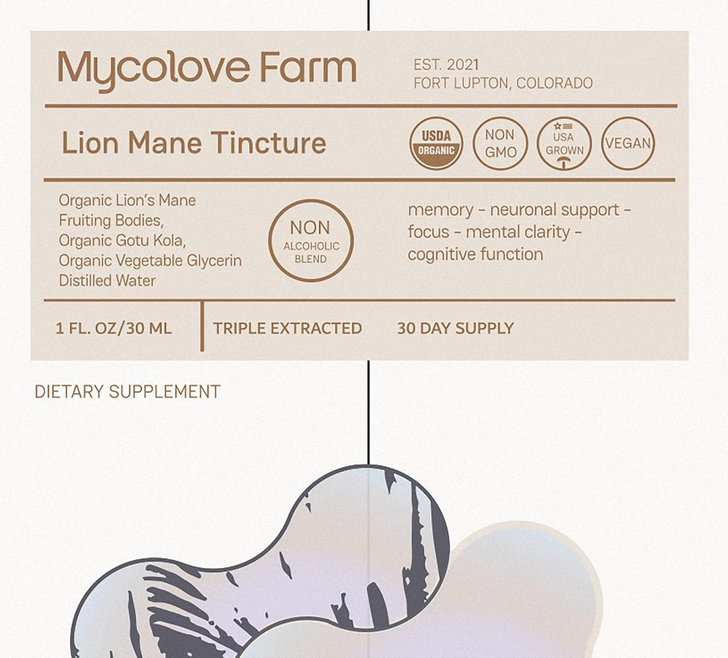 Mycolove Farm MycoSymbiotic Mushroom & Herb Tincture Set for Mind and Body Support - 4 Pack, 1oz each