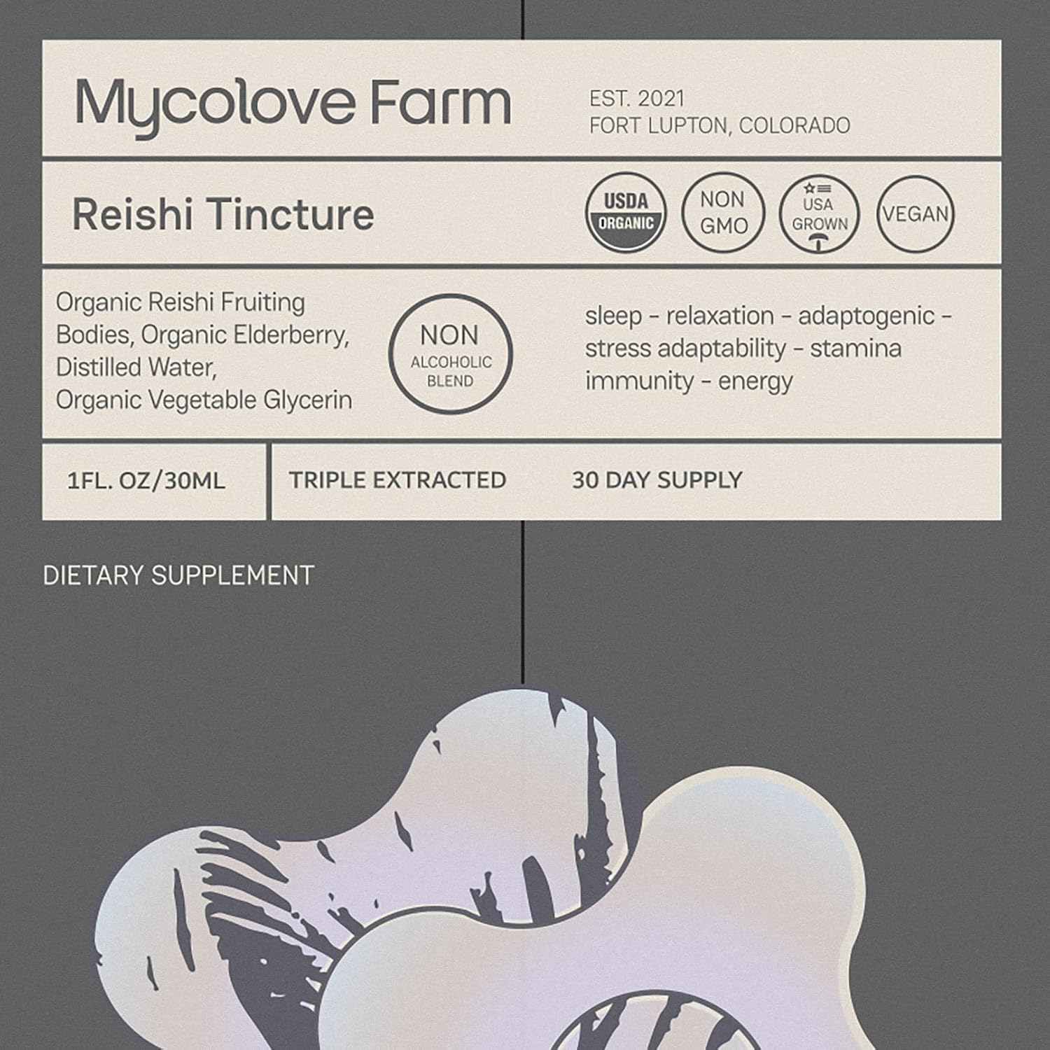 Mycolove Farm MycoSymbiotic Mushroom & Herb Tincture Set for Mind and Body Support - 4 Pack, 1oz each