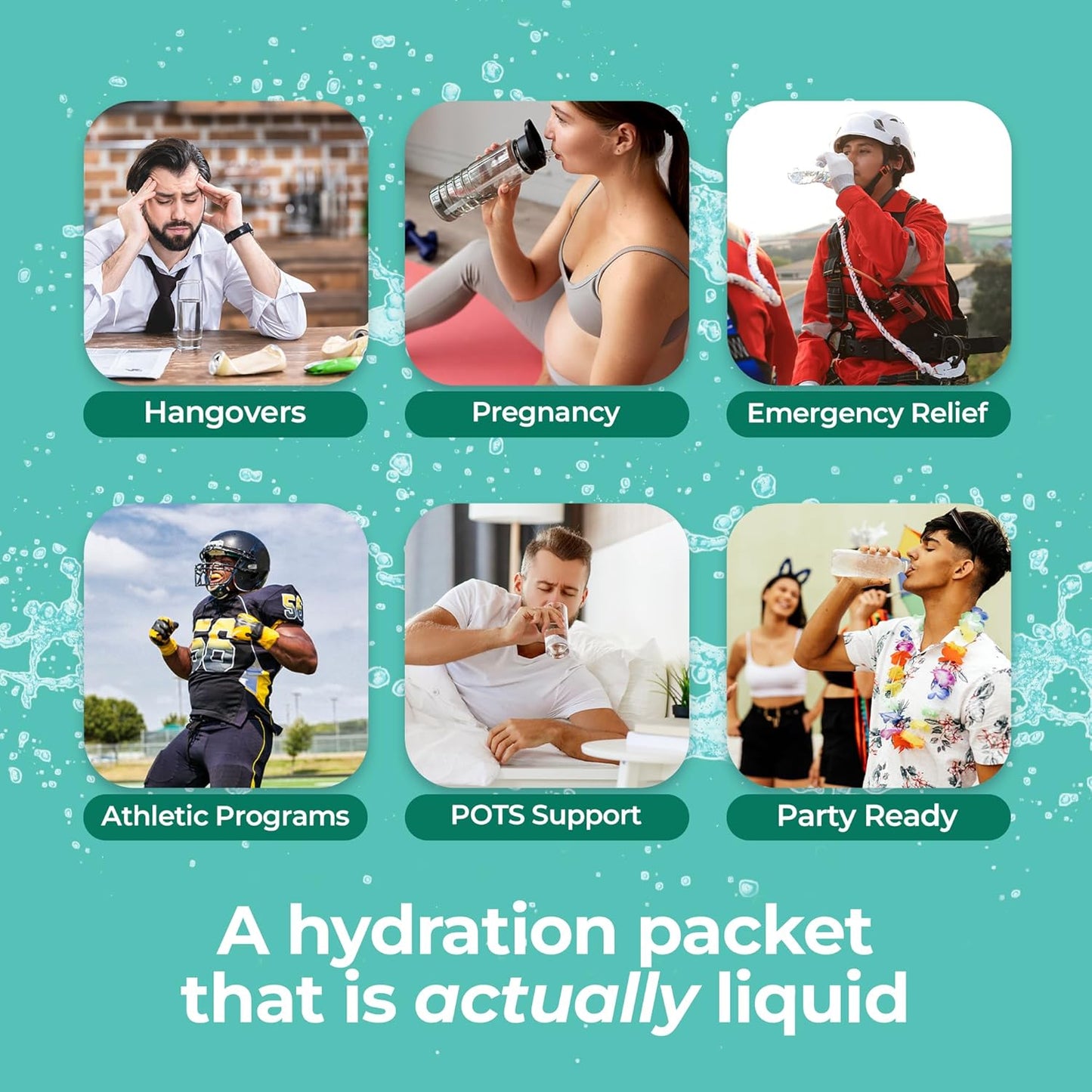 MyHy Liquid Electrolyte Drink Mix Packets for Adults & Kids - Island Ice Flavor, 50 Count