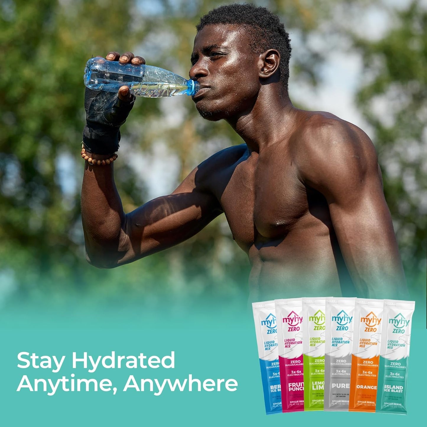 MyHy Zero Sugar Electrolyte Drink Mix Packets for Adults & Kids - Island Ice Flavor, 50 Count - Dehydration Relief for Travel, Pregnancy, Sports, Hangovers