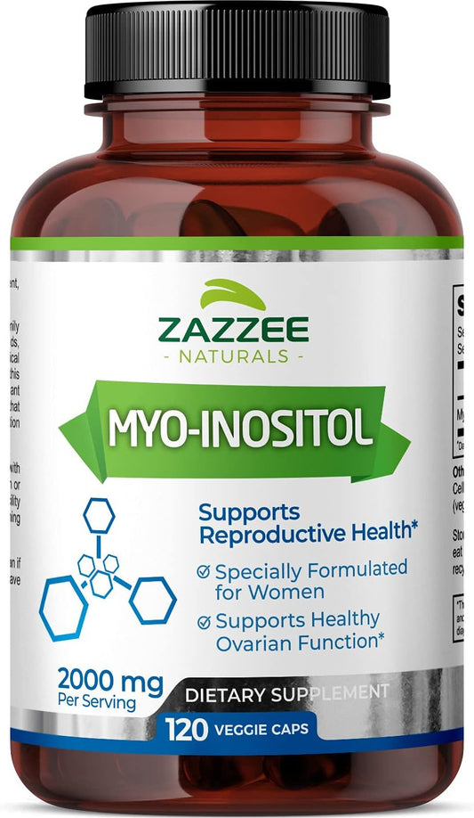 Myo-Inositol Capsules 2000mg - 120 Vegan Capsules - Hormone Balance & Ovarian Support - Non-GMO & All-Natural - Ideal Dosage