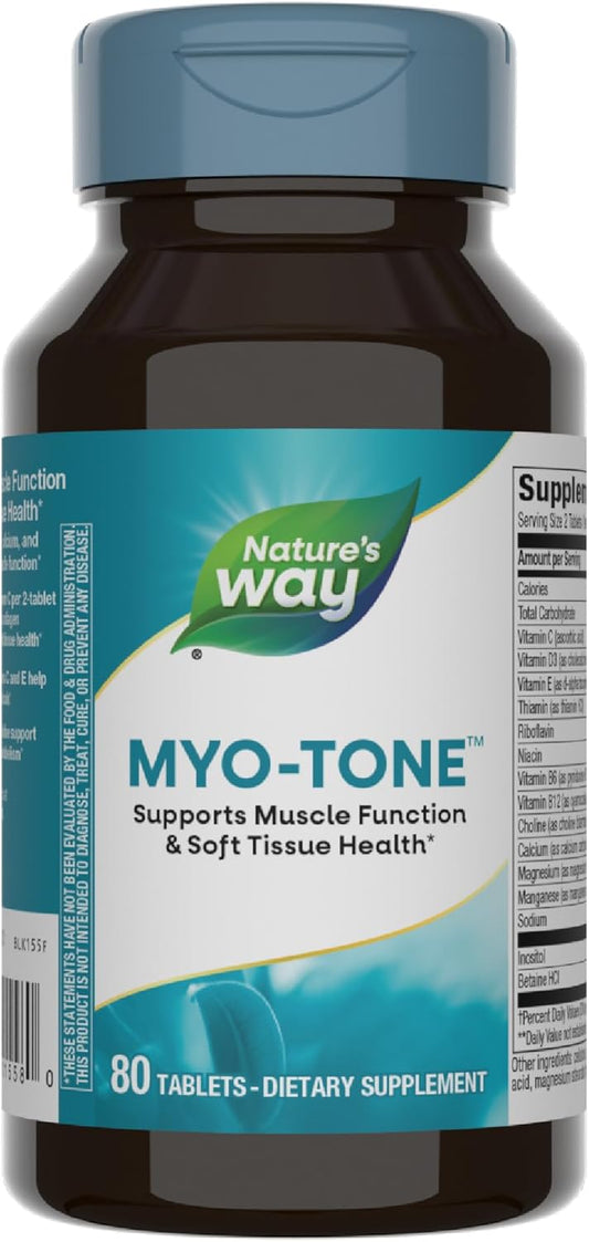 Myo-Tone Muscle Function Support Tablets with Magnesium & Calcium, 80 ct, Gluten-Free & Vegetarian