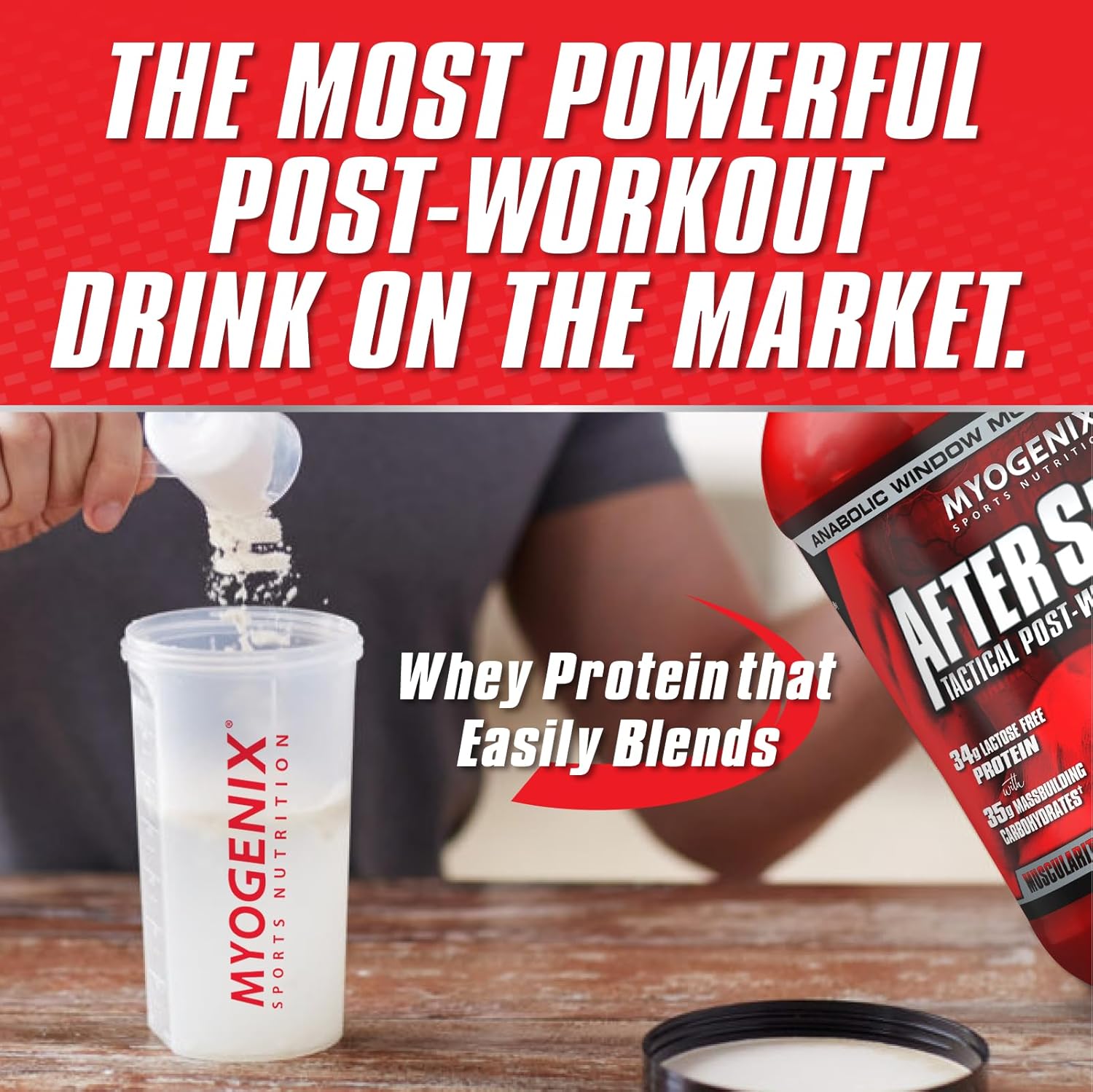 Myogenix Aftershock Post Workout Protein for Muscle Growth - Anabolic Whey with Carbs, Amino Stack, Creatine, Glutamine, BCAAs | Shockolate Milk - 2.64 LBS