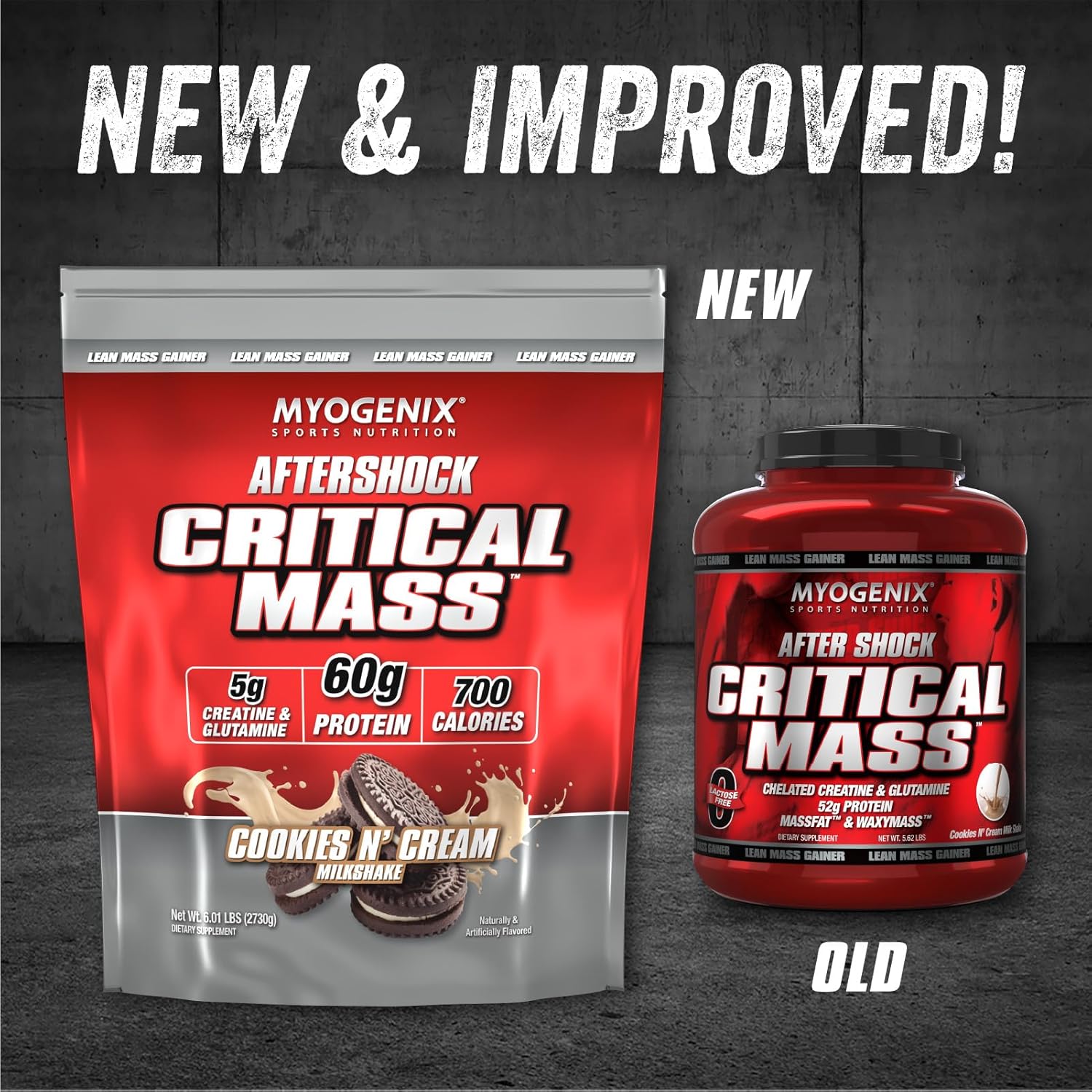Myogenix Critical Mass Cookies and Cream Protein Powder for Muscle Mass Gain (6.01 lbs)