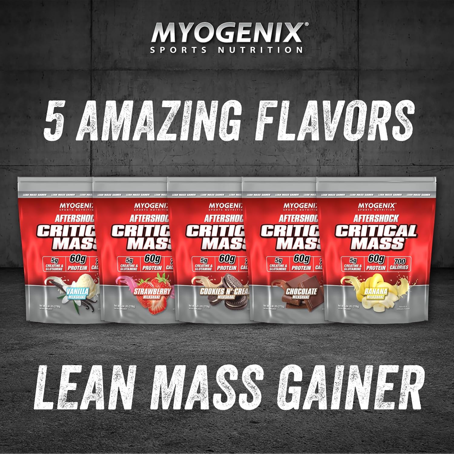 Myogenix Critical Mass Cookies and Cream Protein Powder for Muscle Mass Gain (6.01 lbs)
