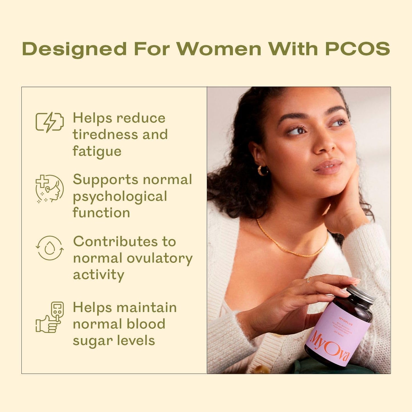 MyOva Myoplus Inositol Supplement for Hormone Balance & Ovarian Support - 120 Vegan Tablets