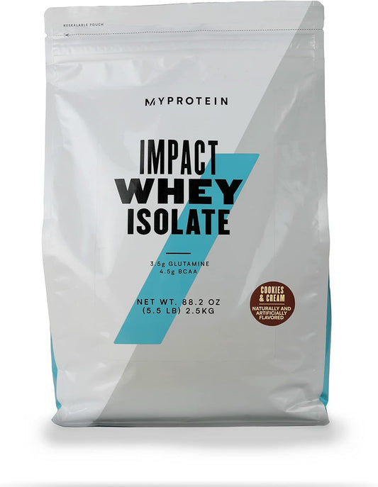 Myprotein Impact Whey Isolate Cookies & Cream Flavored Protein Powder Mix - 5.5 lbs Pack - Daily Performance Boost