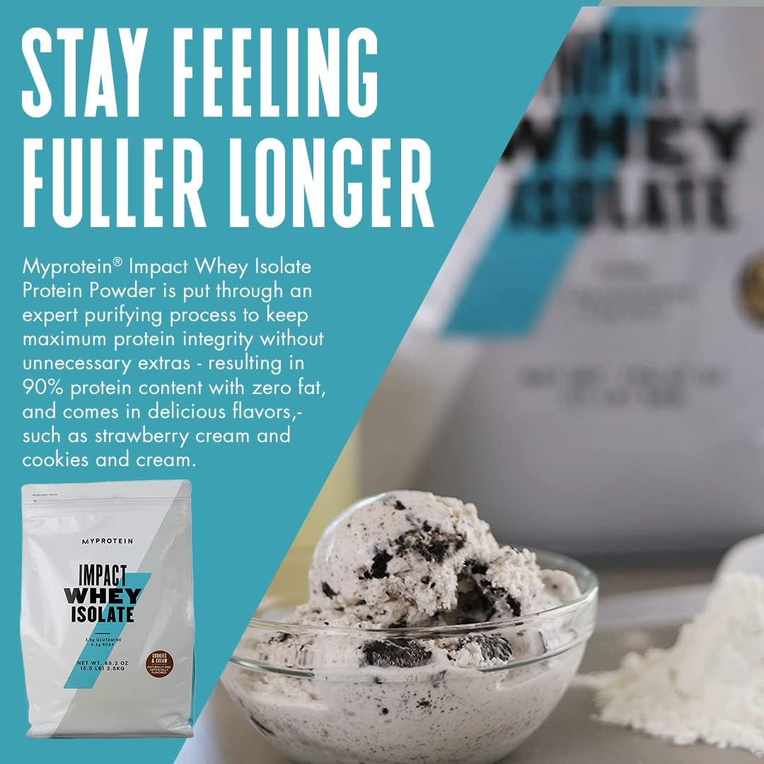 Myprotein Impact Whey Isolate Cookies & Cream Flavored Protein Powder Mix - 5.5 lbs Pack - Daily Performance Boost