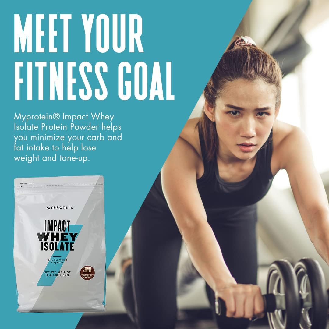 Myprotein Impact Whey Isolate Cookies & Cream Flavored Protein Powder Mix - 5.5 lbs Pack - Daily Performance Boost