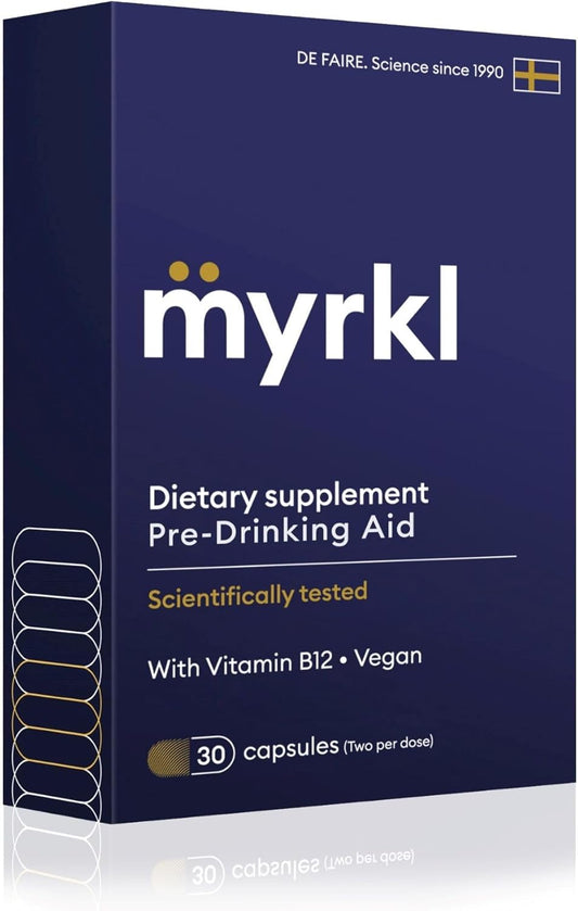 Myrkl Liver Health Support Supplement with Probiotic, L Cysteine & Vitamin B12 for Energy Boost Before Social Events, 30 Capsules