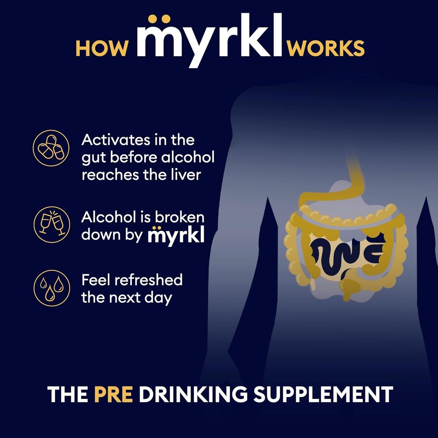 Myrkl Liver Health Support Supplement with Probiotic, L Cysteine & Vitamin B12 for Energy Boost Before Social Events, 30 Capsules