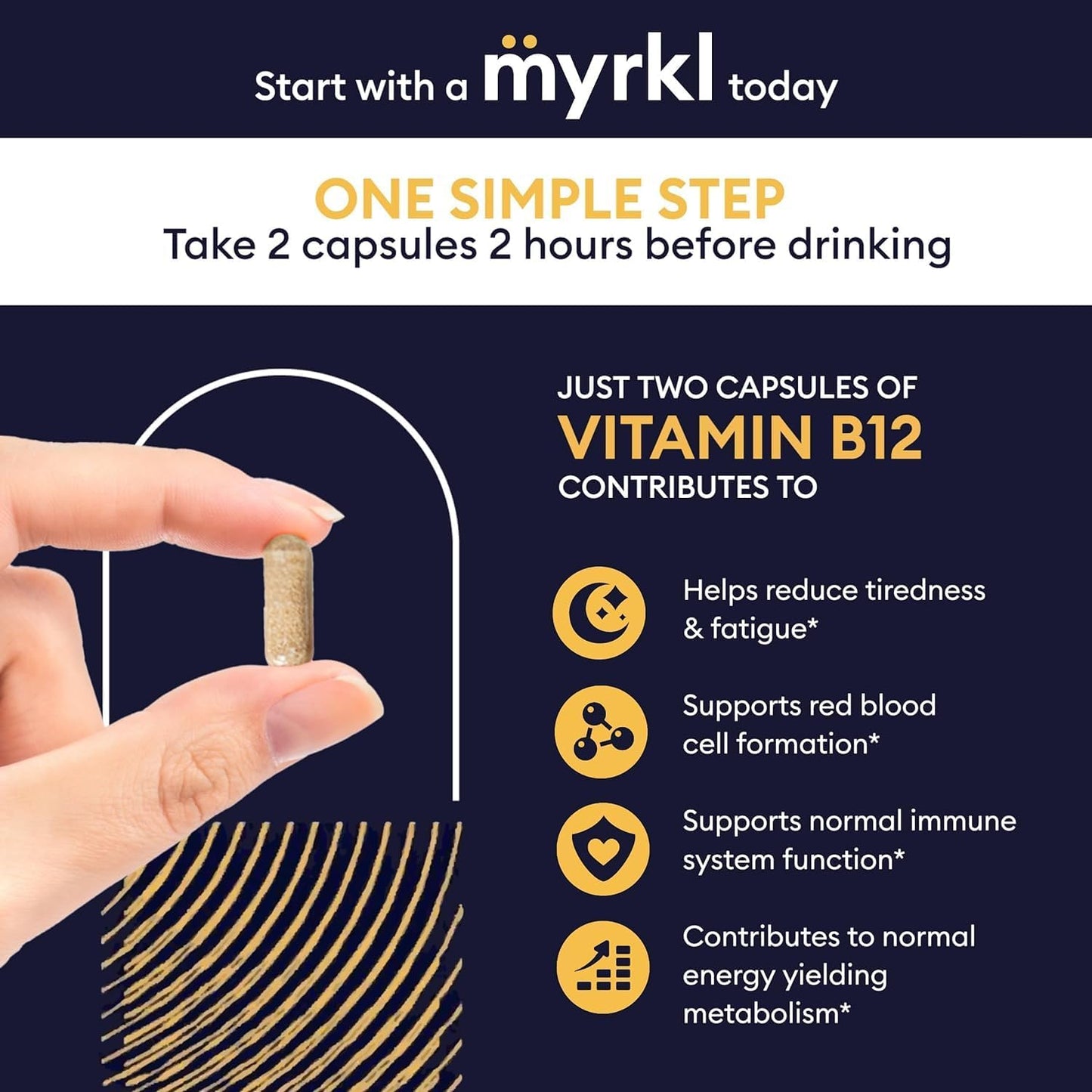 Myrkl Liver Health Support Supplement with Probiotic, L Cysteine & Vitamin B12 for Energy Boost Before Social Events, 30 Capsules