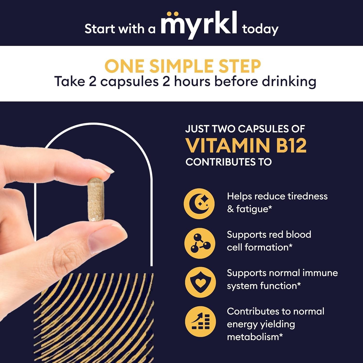 Myrkl Liver Health Support Supplement with Probiotic, L Cysteine & Vitamin B12 for Energy Boost Before Social Events, 30 Capsules