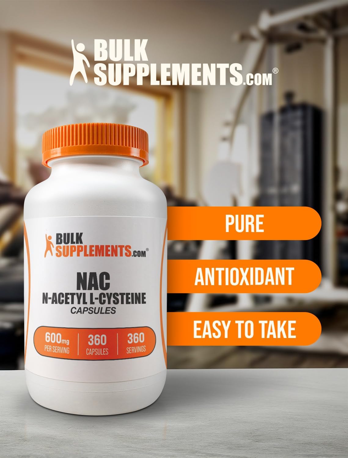 N-Acetyl Cysteine Capsules 600mg - Gluten Free NAC Supplement - 360 Capsules, 1 Capsule per Serving