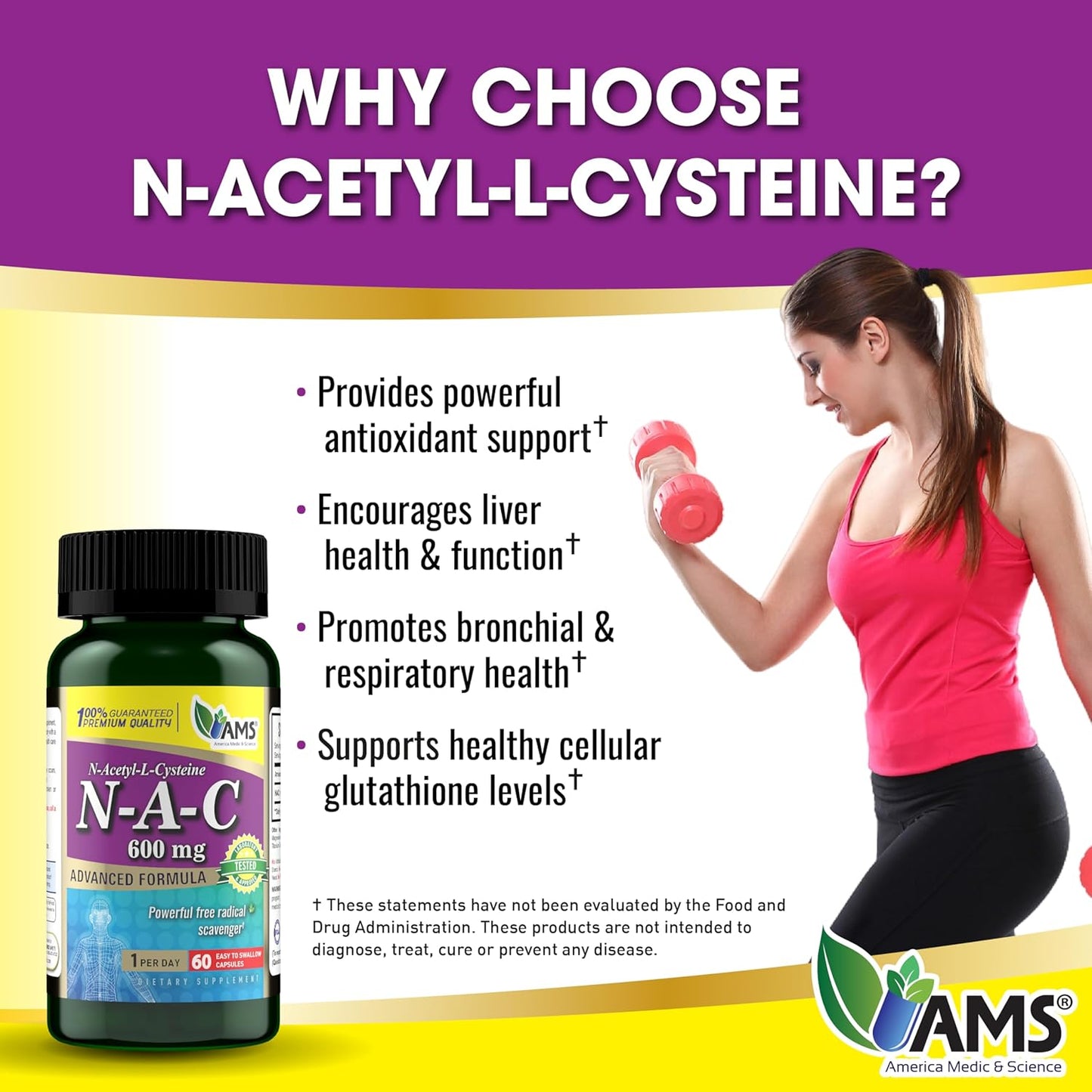 NAC 600mg Supplement for Lung, Immune, & Liver Health - Antioxidant Support - 60 Capsules