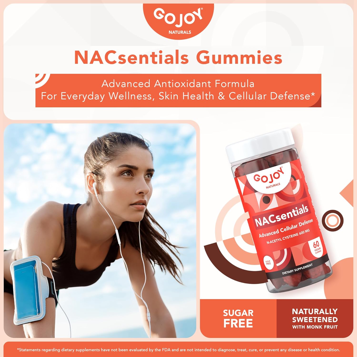NAC 600mg with Choline & DHA Gummies Bundle for Daily Wellness by GoJoy Naturals