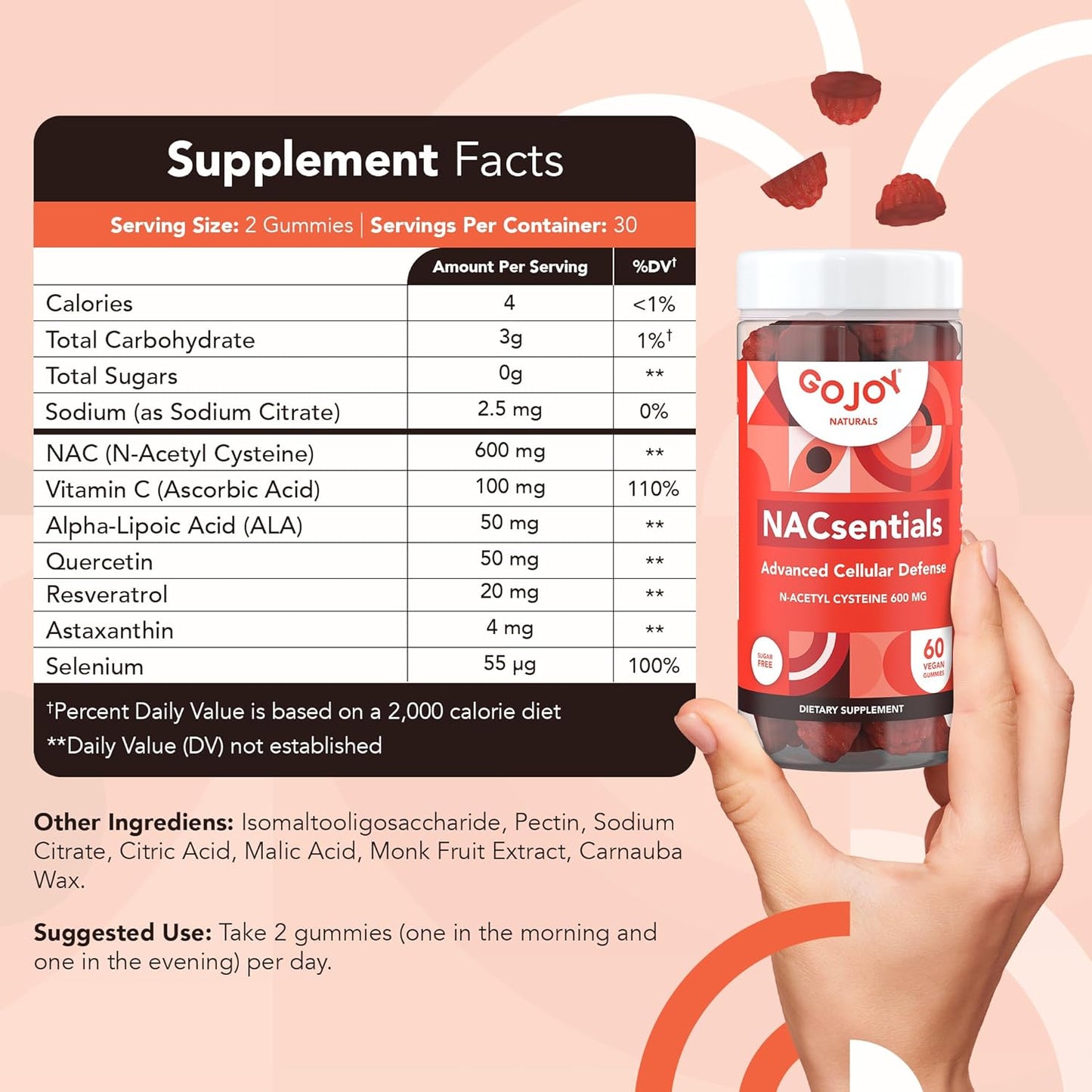 NAC 600mg with Choline & DHA Gummies Bundle for Daily Wellness by GoJoy Naturals