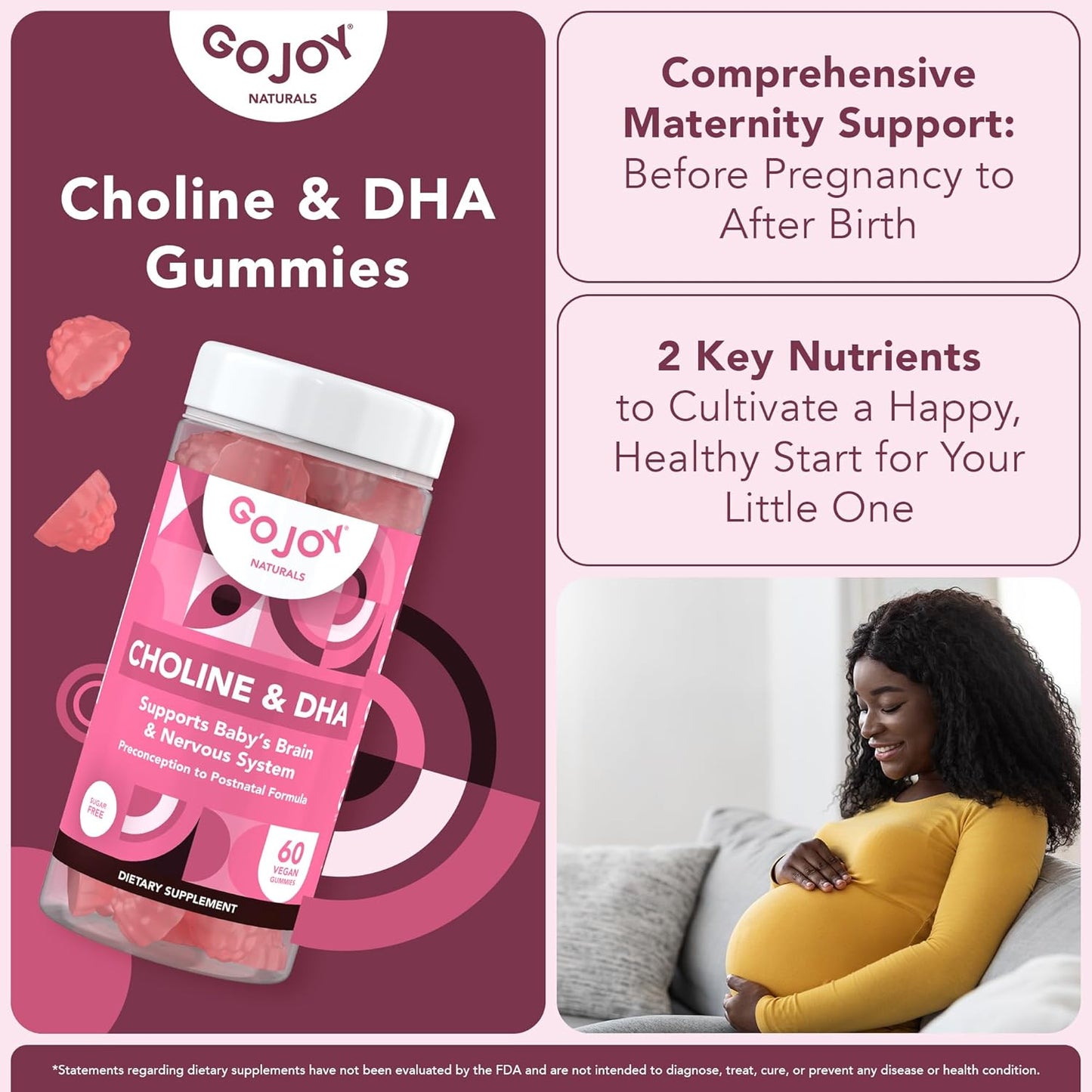 NAC 600mg with Choline & DHA Gummies Bundle for Daily Wellness by GoJoy Naturals