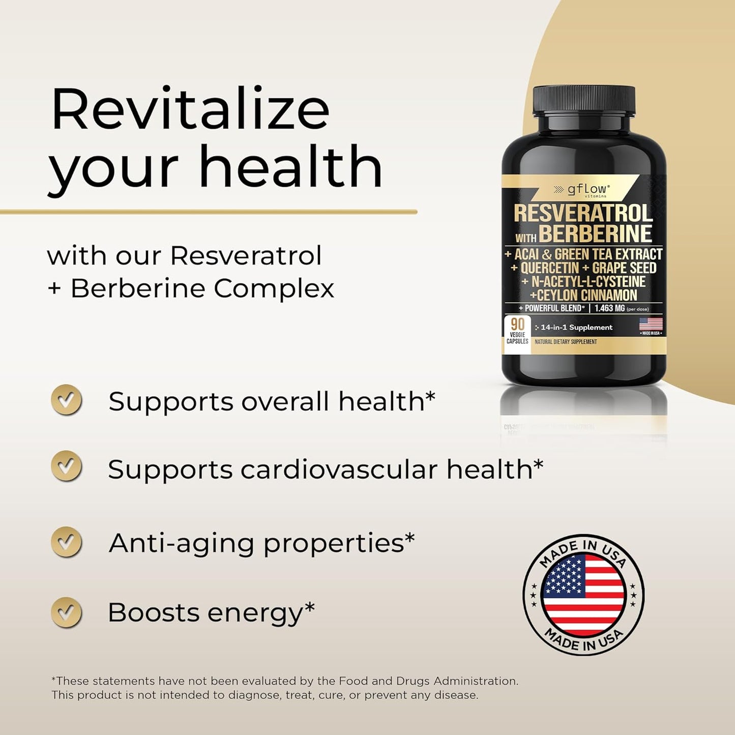 NAC Resveratrol Berberine Quercetin Ceylon Cinnamon Vitamins for Immune Support and Antioxidant Boost