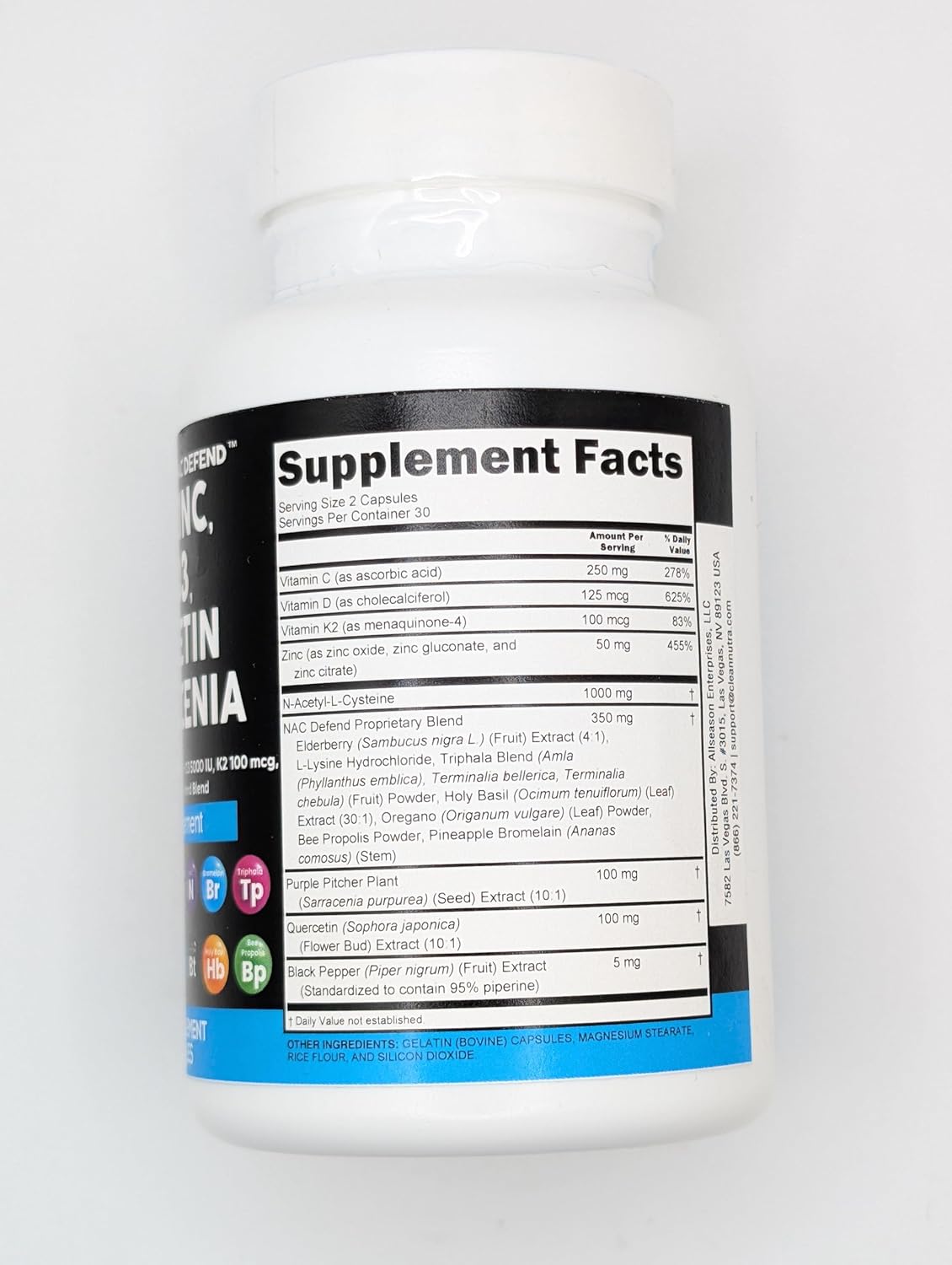 NAC Supplement with Vitamin D3, K2, Zinc, Quercetin, and Elderberry - 60 Count